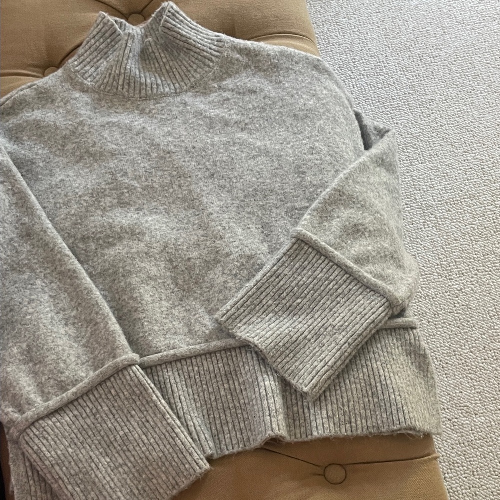 Marled Light Gray Turtleneck Sweater